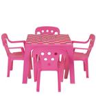 Conjunto Mesa Estampada E 4 Cadeiras Infantil Mor Plástica Rosa