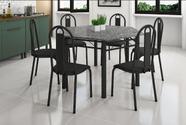 Conjunto Mesa Granito 1,40x1,20cm Cromo Preto com 6 Cadeiras (058) Escolha sua Cor LORENA - ARTEFAMOL 8578