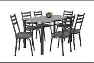 Conjunto Mesa Granito 1,50cm Preto com 6 Cadeiras (141) Escolha sua cor JULIETE - ARTEFAMOL 12022