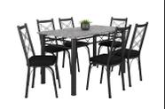 Conjunto Mesa Granito 1,50cm Preto com 6 Cadeiras (143) Escolha sua cor JULIETE - ARTEFAMOL 12331