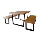 Conjunto Mesa Industrial Eco Lanna 2,20m Ferragem Preta com 2 Banco Industrial Eco Lanna