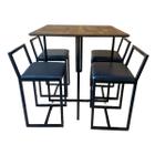 Conjunto Mesa Industrial Imbuia Cadeira Estofado - Don Castro Decor