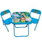 Conjunto Mesa Infantil 2 Cadeira até 40 kg Mesinha Rosa Azul Branco Preto Estampa Zoo ou Circo