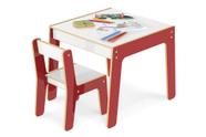 Conjunto Mesa Infantil Em Madeira Cadeira Vermelha Junges