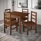 Santi Morumbi  Conjunto Mesa Disamóveis Mônaco Torneada Madeira Maciça 4  Cadeiras 80x80cm Natural