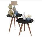 Conjunto Mesa Lateral de Apoio Retrô Pés Palito Isa Decorativo - Varias Cores