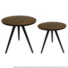 Conjunto Mesa Lateral de Canto Tripé Laqueada Preta e Tabaco - Árvore MG