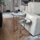 Conjunto Mesa Lateral Viena Champagne Com Espelho