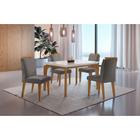 Conjunto Mesa Liz 120cm Com Vidro 4 Cadeiras Off White - MODERNA