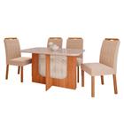 Conjunto Mesa Louise 1,30 com 4 Cadeiras Paola Wood Cinamomo/Off/Mad/Nude