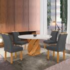 Conjunto Mesa Luna 100cm com 4 Cadeiras Arizona Tampo Redondo Plus com Vidro
