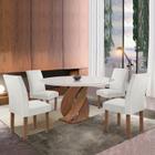 Conjunto Mesa Luna 100cm com 4 Cadeiras Canela Tampo Redondo Plus com Vidro Chocolate/Off White/Gelo