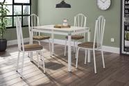 Conjunto Mesa Malva 1,07 x 73 cm Branco Tampo Vidro Branco 4 Cadeiras 121 Rattan - Artefamol