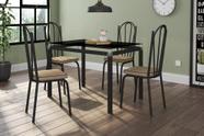 Conjunto Mesa Malva 1,07 x 73 cm Preto Tampo Vidro Preto 4 Cadeiras 121 Rattan - Artefamol - Doce Lar Decorações