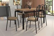 Conjunto Mesa Malva 1,36 x 80 cm Preto Tampo BP Nature 6 Cadeiras 121 Rattan - Artefamol - Doce Lar Decorações