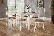 Conjunto Mesa Malva 1,40 x 80 cm Branco Vidro Branco 6 Cadeiras 121 Rattan - Artefamol