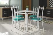 Conjunto Mesa Malva 75 x 75 cm Branco Vidro Branco 4 Cadeiras 123 Azul Turquesa - Artefamol