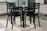 Conjunto Mesa Malva 75 x 75 cm Preto Fosco Vidro Preto 4 Cadeiras 118 Preto - Artefamol