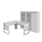 Conjunto Mesa para Computador com 3 Armários para Escritório Branco - FdECOR