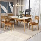 Conjunto Mesa Petra com 6 Cadeiras Madeira Maciça Terracota - Kappesberg