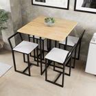 Conjunto Mesa Pinus 4 Cadeiras Estofado Industrial Black