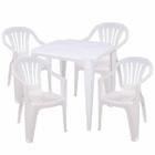 Conjunto de Mesa com 4 Cadeiras Poltronas Plásticas Bela Vista Azul MOR