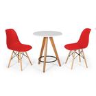 Conjunto Mesa Redonda Aline 70cm Branca com 2 Cadeiras Eames Eiffel - Vermelho