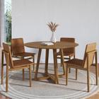 Conjunto Mesa Redonda com 4 Cadeiras Madeira Maciça Tampo Laminado Sala de Jantar Noruega