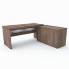 Conjunto Mesa Reta Com Balcão Porta De Correr PE 50 Pandin 1,60 M Walnut