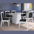 Conjunto Mesa Retangular com Base 6 Cadeiras MDF Branco e Preto Lilies Móveis