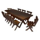 Conjunto Mesa Rústica 2m e 8 Cadeiras Madeira Maciça Eucalipto Tabaco