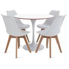 Conjunto Mesa Saarinen Branca 90cm e 4 Cadeiras Leda Branca