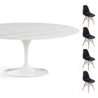 Conjunto Mesa Saarinen Oval Espirito Santo 160X90cm + 4 Cadeiras Eames DSW - Preta