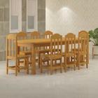 Conjunto Mesa Safira Em Madeira Maciça 220x88 Com 8 Cadeiras Cerejeira