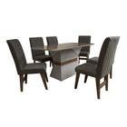 Conjunto Mesa Sala De Jantar Mônaco 6 Cadeiras Retangular 160X90 Off/Cedro