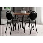 Conjunto: Mesa Sala Jantar 1588 c/ Tampo Madeirado 100cm e 4 Cadeiras 1738 Preto - Carraro