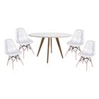 Conjunto Mesa Square Redonda Branco Fosco 88cm com 4 Cadeiras Eiffel Branca  - Abra Casa