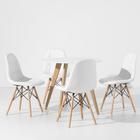 Conjunto Mesa Square Redonda Branco Fosco 88cm com 4 Cadeiras Eiffel Botonê - Branco