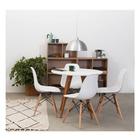 Conjunto Mesa Square Redonda Branco Fosco 88cm com 4 Cadeiras Eiffel Branca