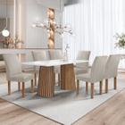 Conjunto Mesa Stella Ripada 170cm com 6 Cadeiras Canela Tampo Smart Plus com Vidro - Cel Móveis