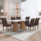 Conjunto Mesa Stella Ripada 170cm com 6 Cadeiras Stella Tampo Smart Plus com Vidro - Cel Móveis