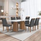 Conjunto Mesa Stella Ripada 170cm com 6 Cadeiras Stella Tampo Smart Plus com Vidro