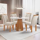 Conjunto Mesa Tampo Redondo Plus Vidro Kansas 100cm 4 Cadeiras Arthus - Cel Móveis