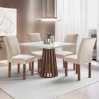 Conjunto Mesa Tampo Slim Plus Vidro Kansas 100cmx100cm 4 Cadeiras Canela - Cel Móveis