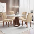 Conjunto Mesa Tampo Slim Plus Vidro Kansas 100cmx100cm 4 Cadeiras Canela - Cel Móveis