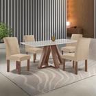 Conjunto Mesa Tampo Smart Plus Vidro Kyra 120cmx90cm 4 Cadeiras Canela - Cel Móveis