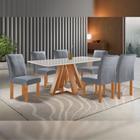 Conjunto Mesa Tampo Smart Plus Vidro Kyra 170cmx90cm 6 Cadeiras Canela - Cel Móveis