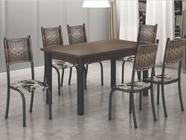 Conjunto Mesa Tubular 6 cadeiras Prata Craqueado Com Tampo BP Turim 1,40x0,75m Madmelos