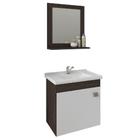 Conjunto MGM Kit Íris Armário Com Cuba Espelheira 44cm 100% MDF 1 Compartimento Cor Café/Branco