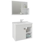 Conjunto MGM Kit Lótus Armário Com Cuba Espelheira 55cm 100% MDF 1 Compartimento Cor Branco